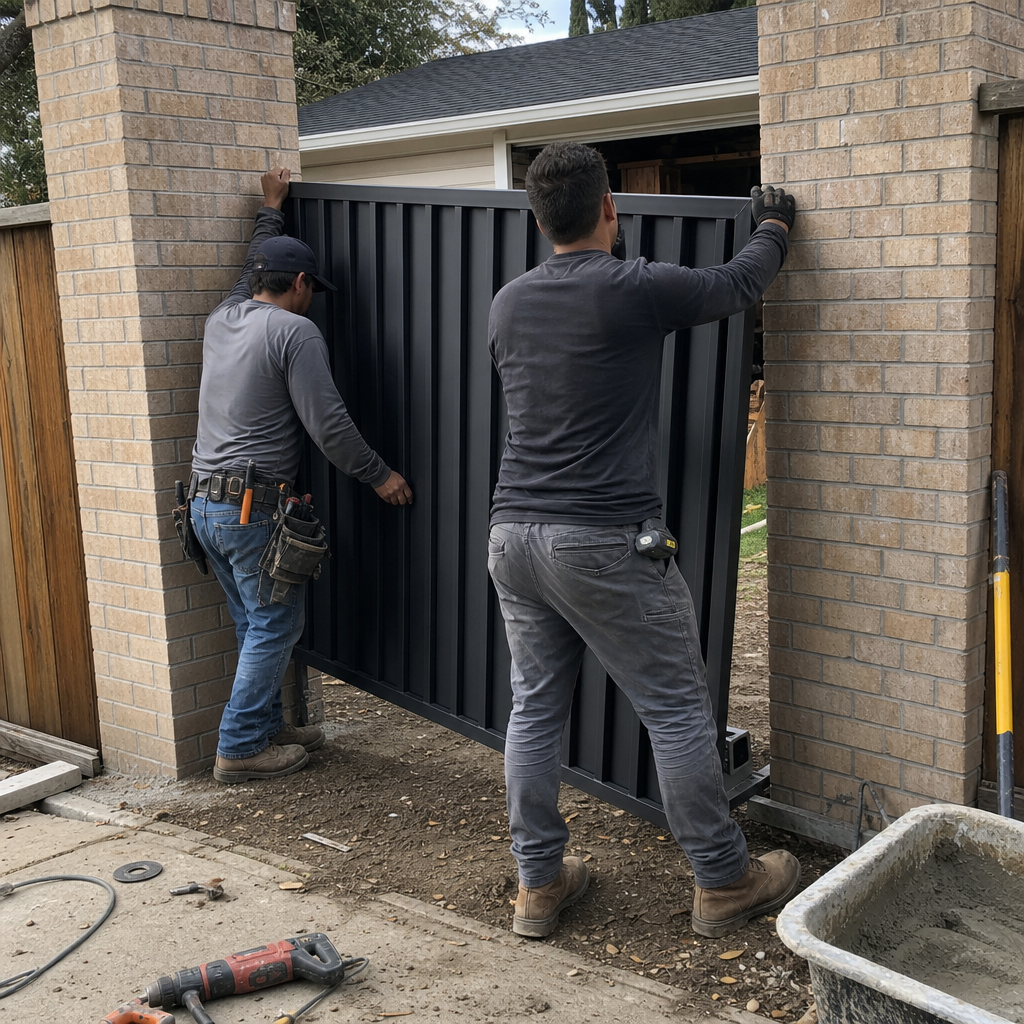 Gate installation by professionals on a property with brick pillars. in Sacramento, CA