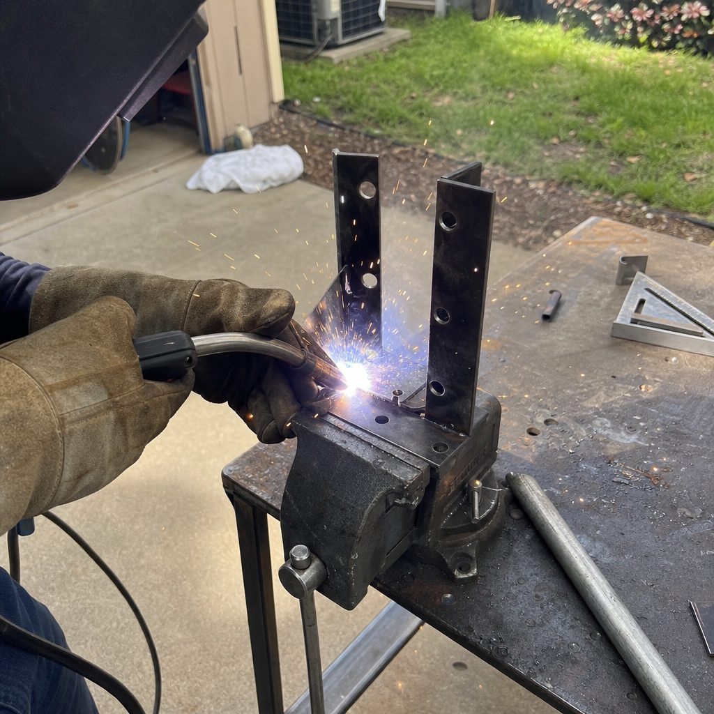 Welder joining metal gate parts with welding torch in Florin, CA