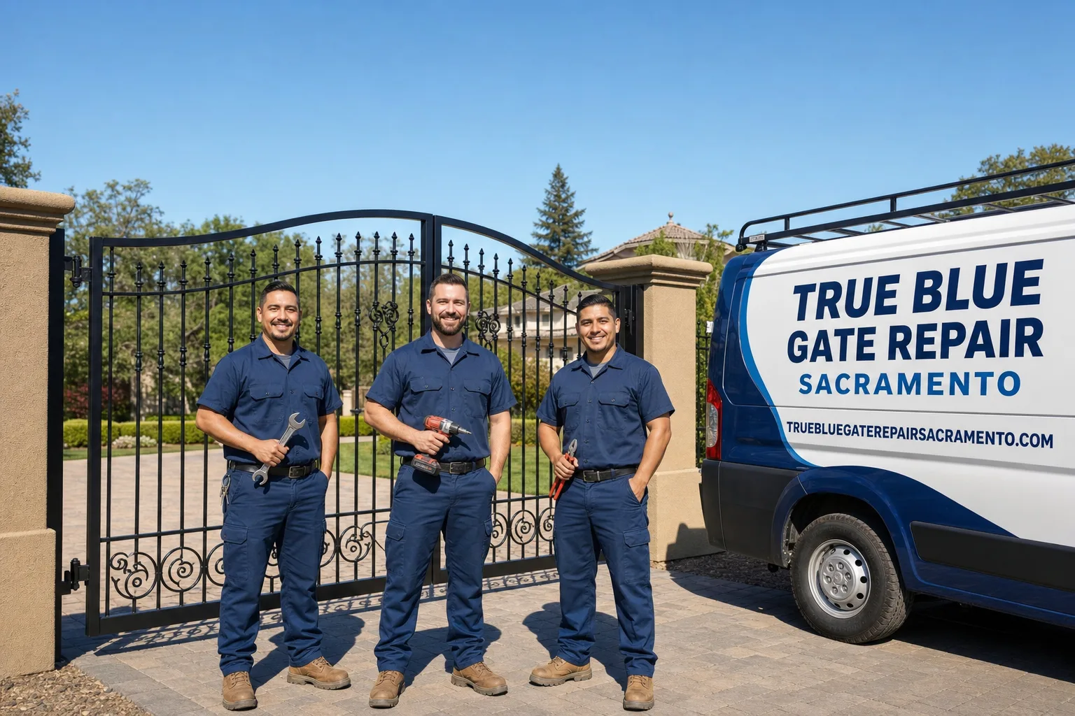 True Blue Gate Repair Sacramento service vehicle and crew in Sacramento, CA